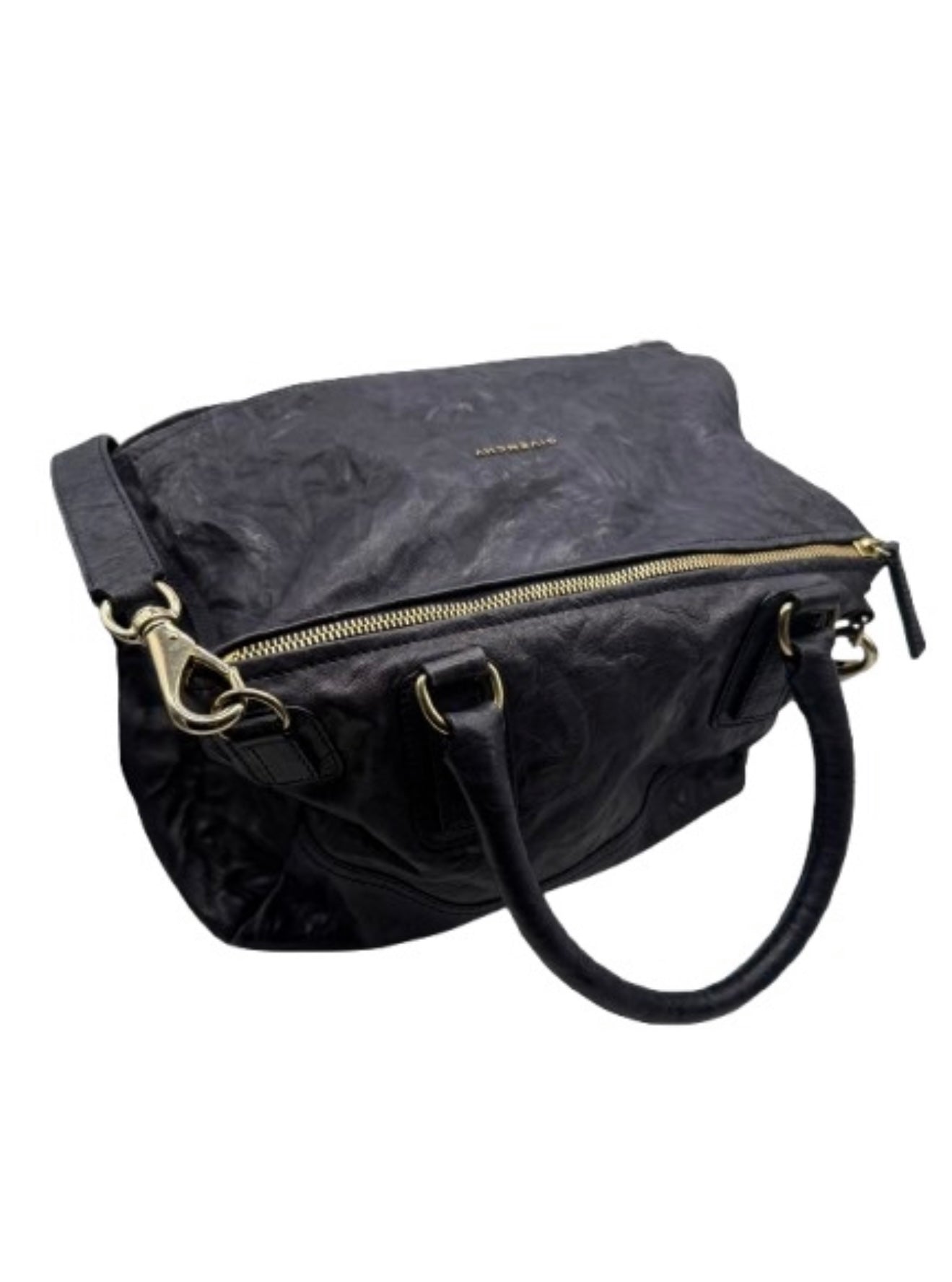 GIVENCHY Pandora – Distressed Black Leather