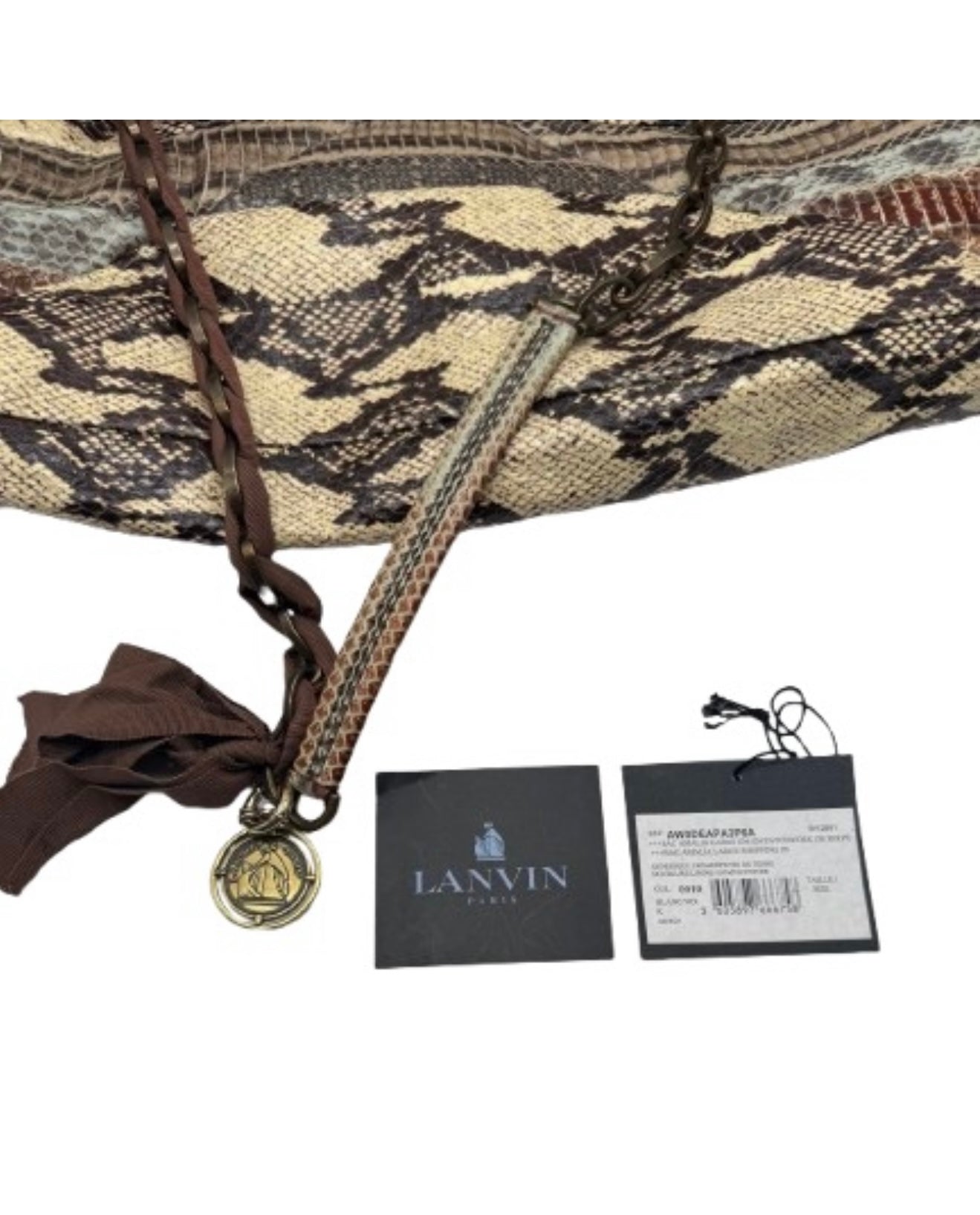 LANVIN Python-Print Chain Shoulder Tote