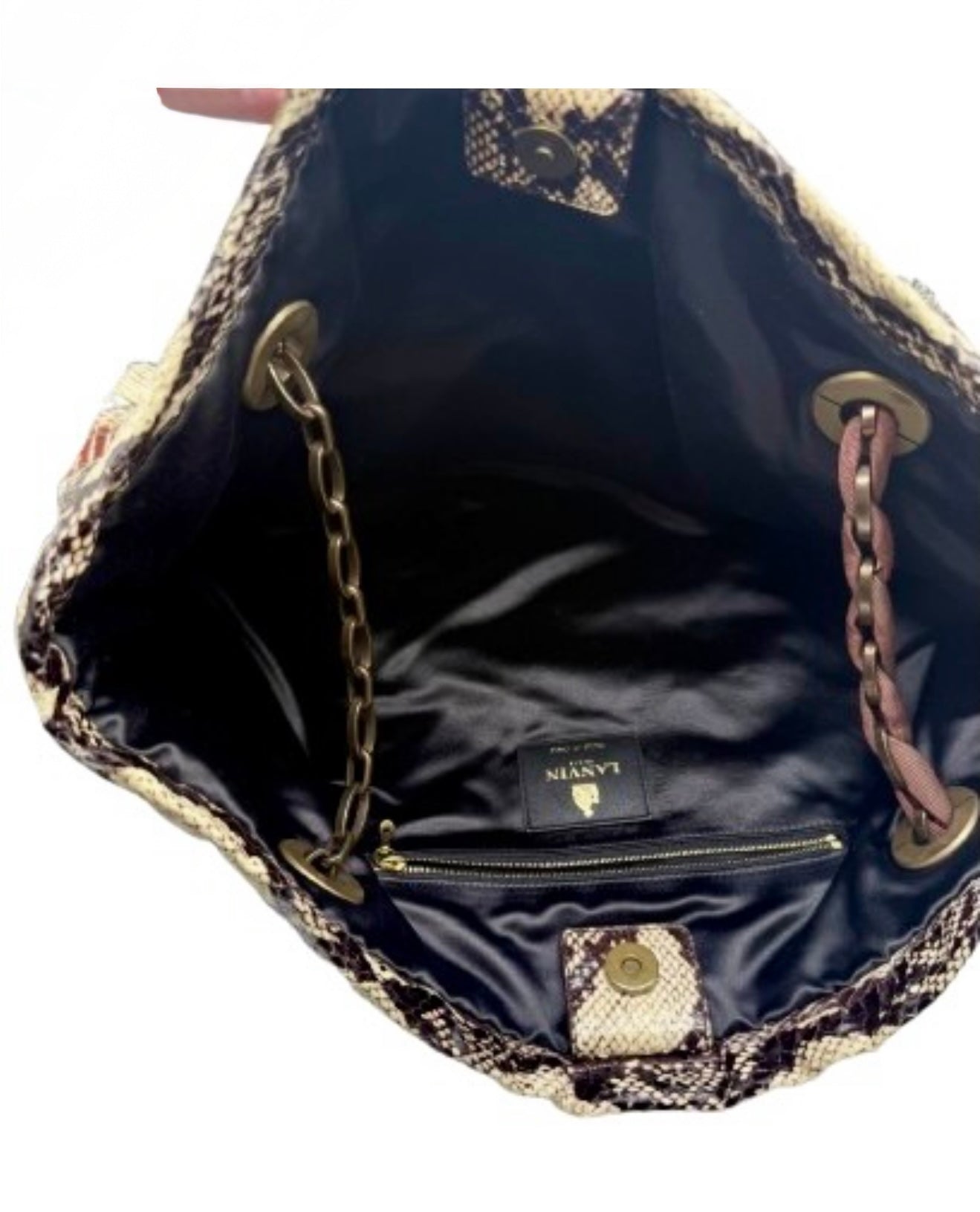 LANVIN Python-Print Chain Shoulder Tote