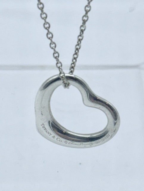 Tiffany & Co. Elsa Peretti Open Heart Pendant and Necklace