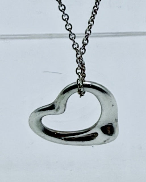 Tiffany & Co. Elsa Peretti Open Heart Pendant and Necklace